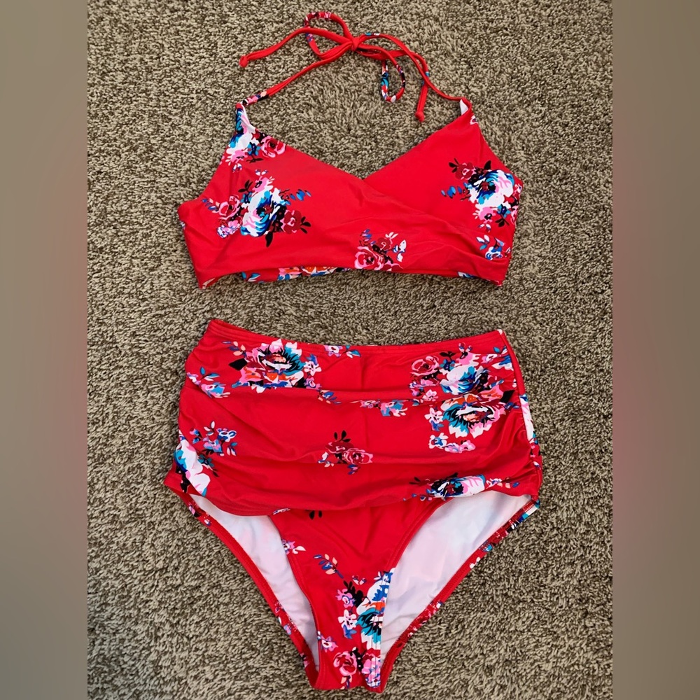 Floral Red Bikini Set